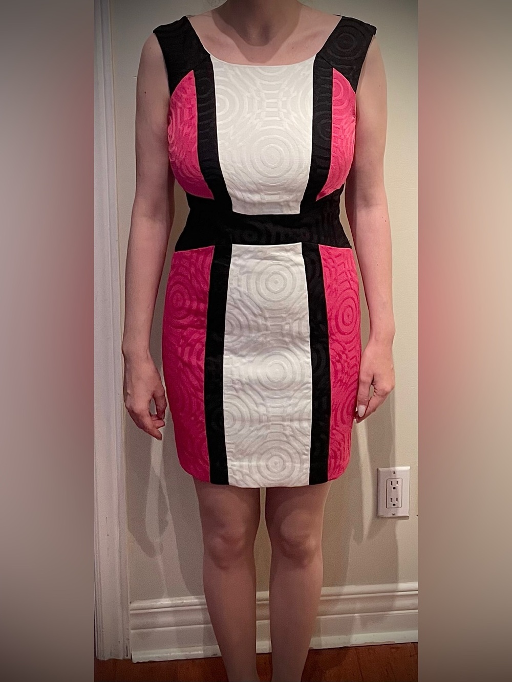 Jax Hot Pink, Black & White Colorblock Mini Dress